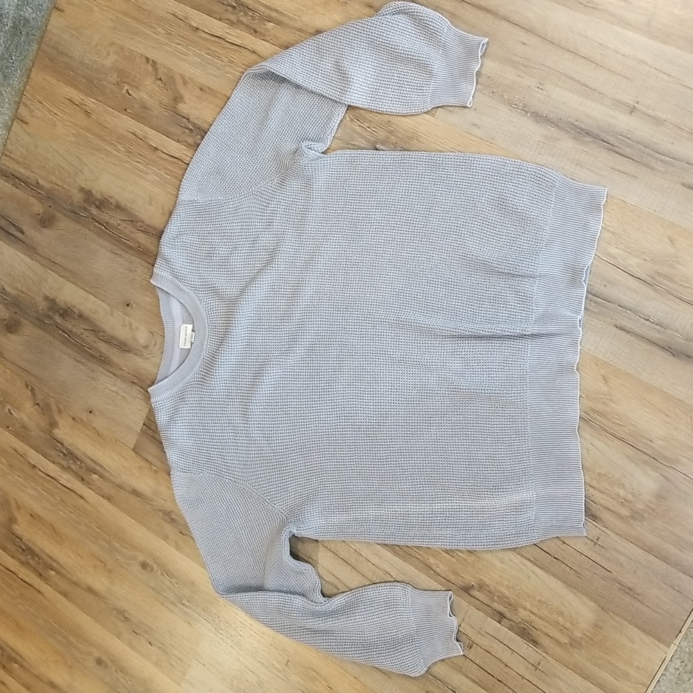 EIGHT-BELLS Gray 100% Cotton Open Weave Crewneck Sweater